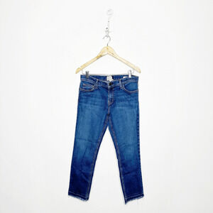CURRENT/ELLIOTT THE CROPPED STRAIGHT Leg Jean Medium blue wash strech womens 28